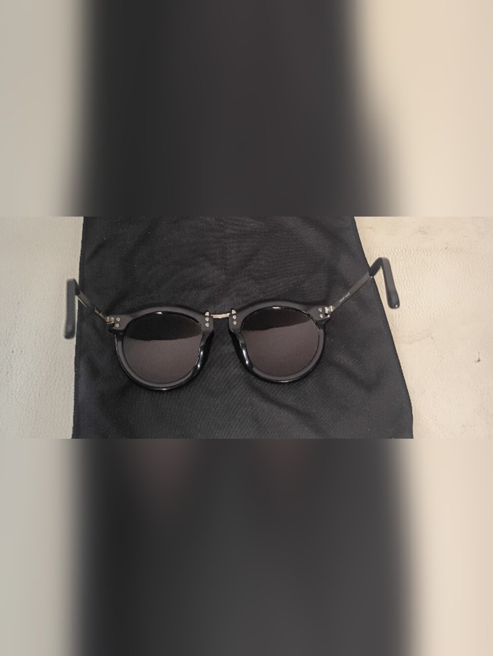 Karen Walker Black Round Sunglasses with Gold Accents - Picture 5 of 12